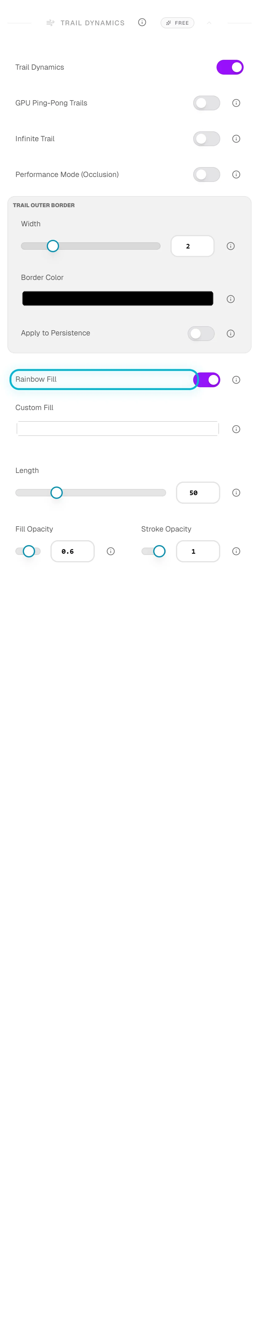 Die Registerkarte „Kunst (Visuals)“ im Studio mit Abschnitten zu Spuren, Wirkungseffekten und visuellem Stil